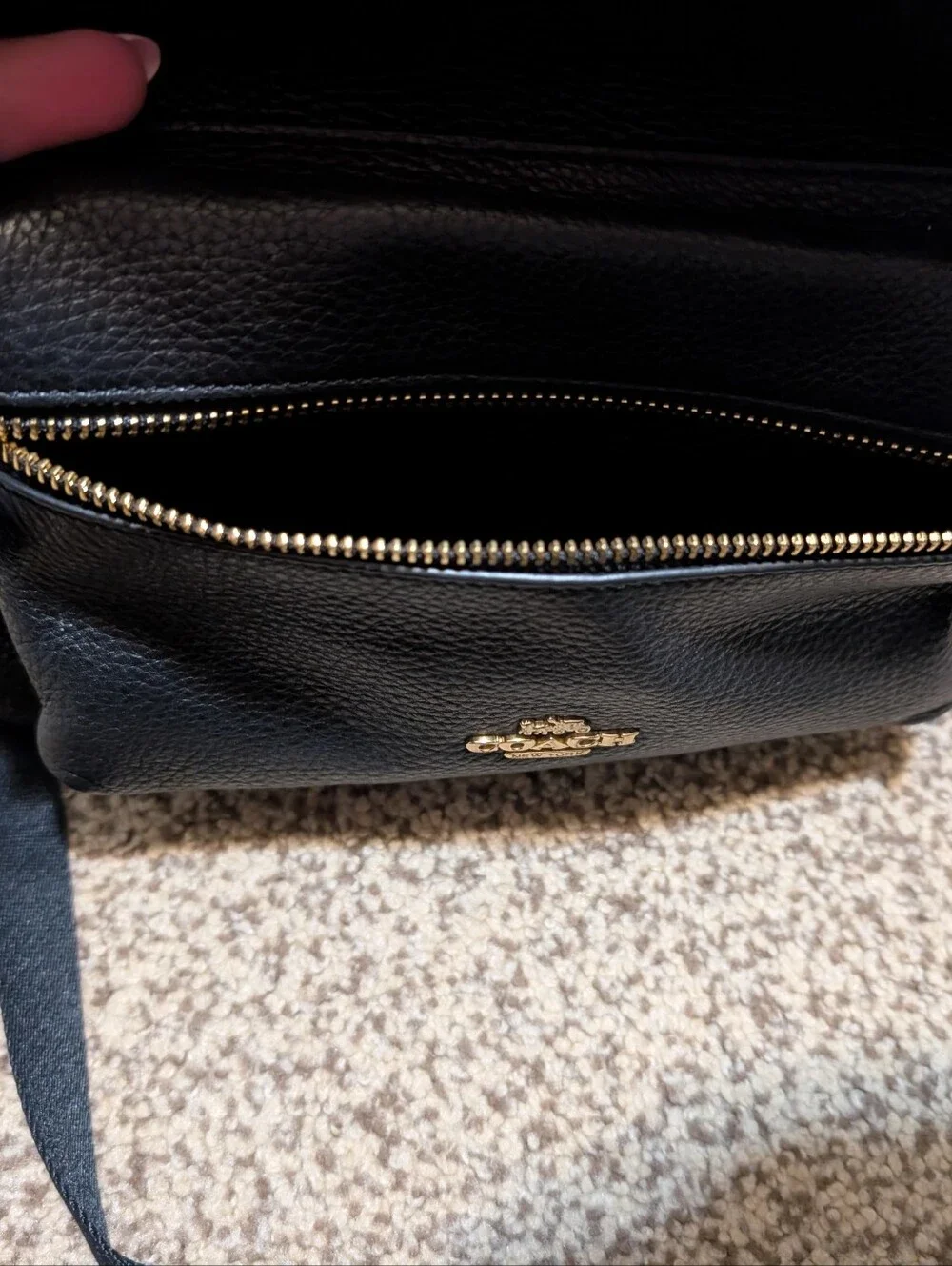 Coach Black Pebbled Leather Backpack with Gold Hardware